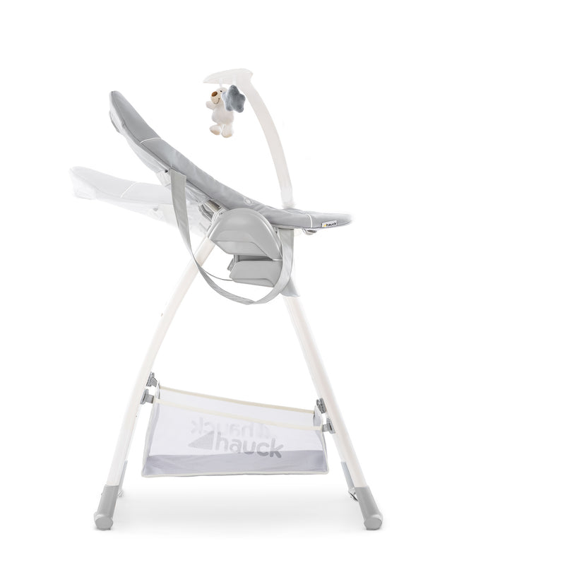 Stretch Grey Hauck Travel 3in1 Sit N Relax High Chair & Bouncer with the toy frame and adjustable backrest | Highchairs | Feeding & Weaning - Clair de Lune UK