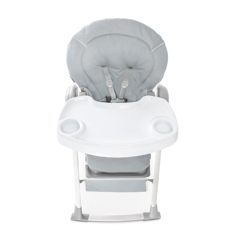 The front of the Stretch Grey Hauck Travel 3in1 Sit N Relax High Chair & Bouncer with the feeding tray | Highchairs | Feeding & Weaning - Clair de Lune UK