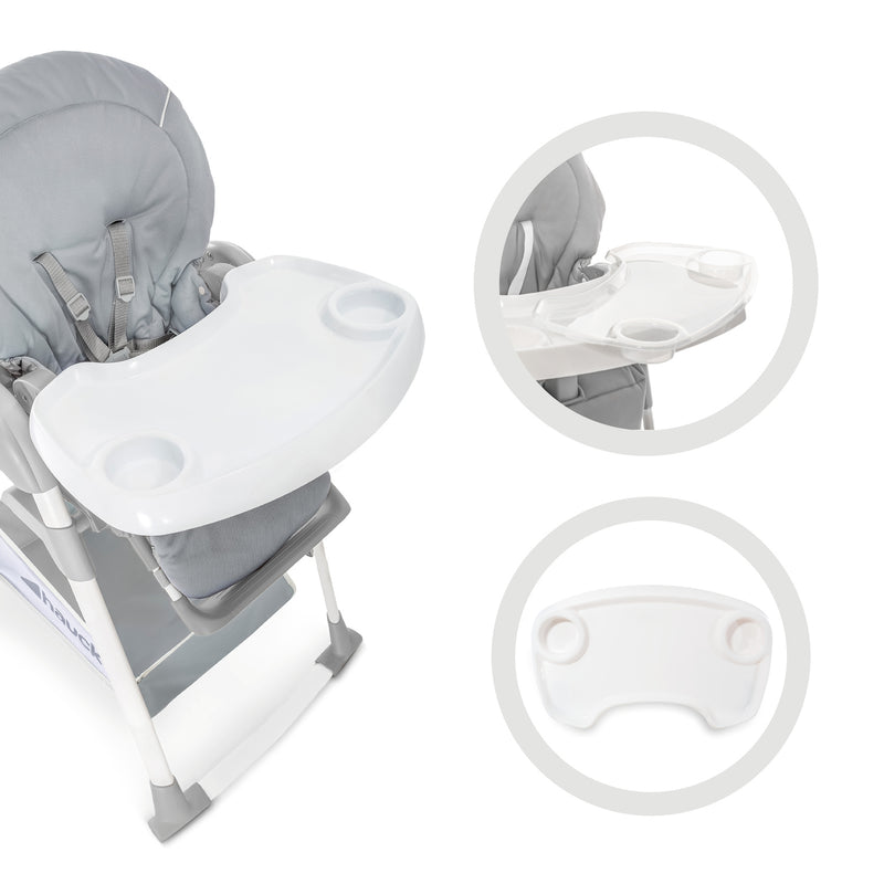 Stretch Grey Hauck Travel 3in1 Sit N Relax High Chair & Bouncer with the depth large feeding tray | Highchairs | Feeding & Weaning - Clair de Lune UK