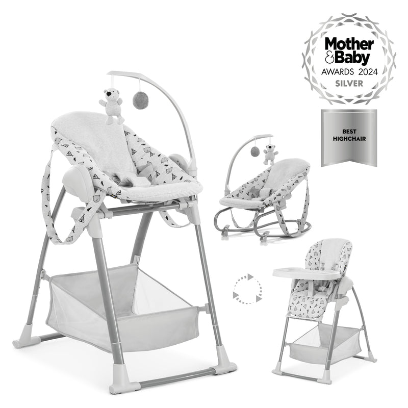 Nordic Grey Hauck Travel 3in1 Sit N Relax High Chair & Bouncer | Highchairs | Feeding & Weaning - Clair de Lune UK