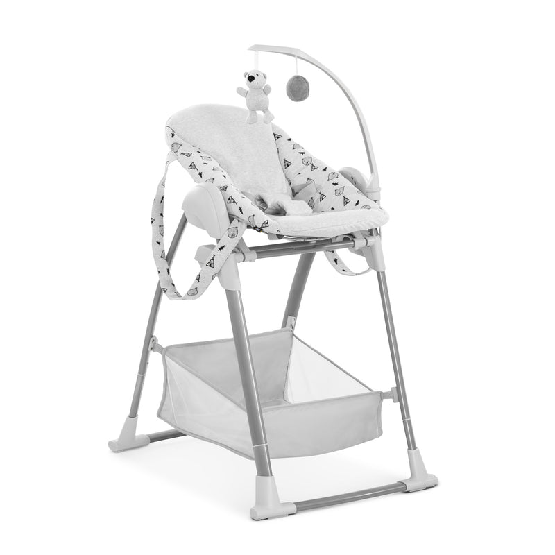 Nordic Grey Hauck Travel 3in1 Sit N Relax High Chair & Bouncer with the toy frame | Highchairs | Feeding & Weaning - Clair de Lune UK