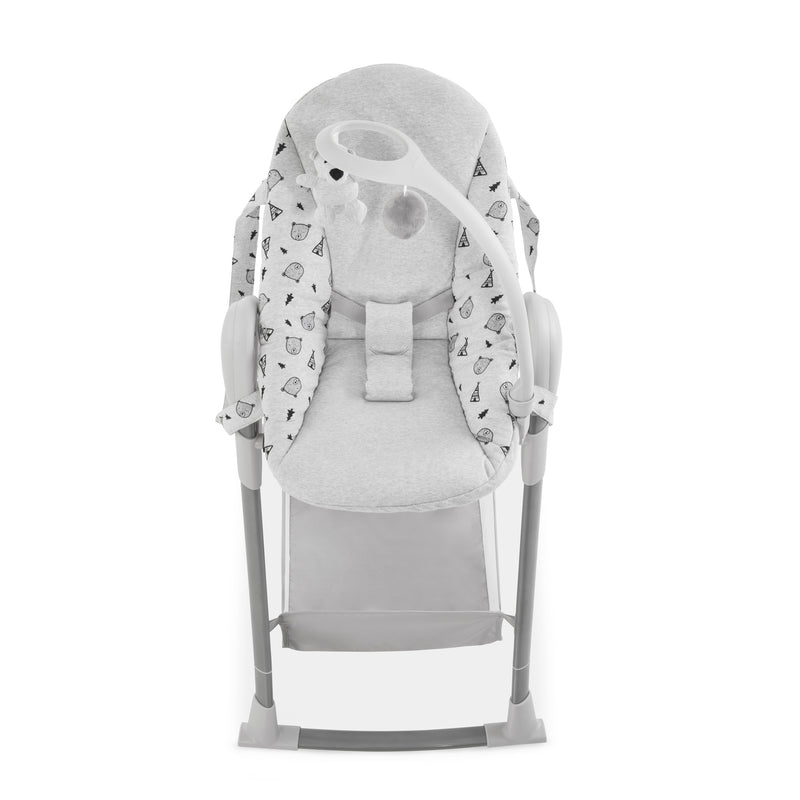 The front of the Nordic Grey Hauck Travel 3in1 Sit N Relax High Chair & Bouncer | Highchairs | Feeding & Weaning - Clair de Lune UK 