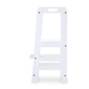 View from the side White Hauck Learn N Explore Learning Tower with adjustable platform | Feeding & Weaning | Montessori Furniture For Babies & Toddlers - Clair de Lune UK