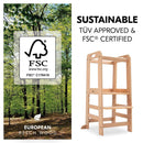 The sustainable material of the Natural Hauck Learn N Explore Learning Tower including FSC-certified wood logo | Feeding & Weaning | Montessori Furniture For Babies & Toddlers - Clair de Lune UK