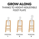 The growing with your baby feature of the adjustable Natural Hauck Learn N Explore Learning Tower | Feeding & Weaning | Montessori Furniture For Babies & Toddlers - Clair de Lune UK
