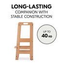 Demonstration of the durable natural wooden materials used to craft the hardwearing Hauck Hauck Learn N Explore Learning Tower | Feeding & Weaning | Montessori Furniture For Babies & Toddlers - Clair de Lune UK