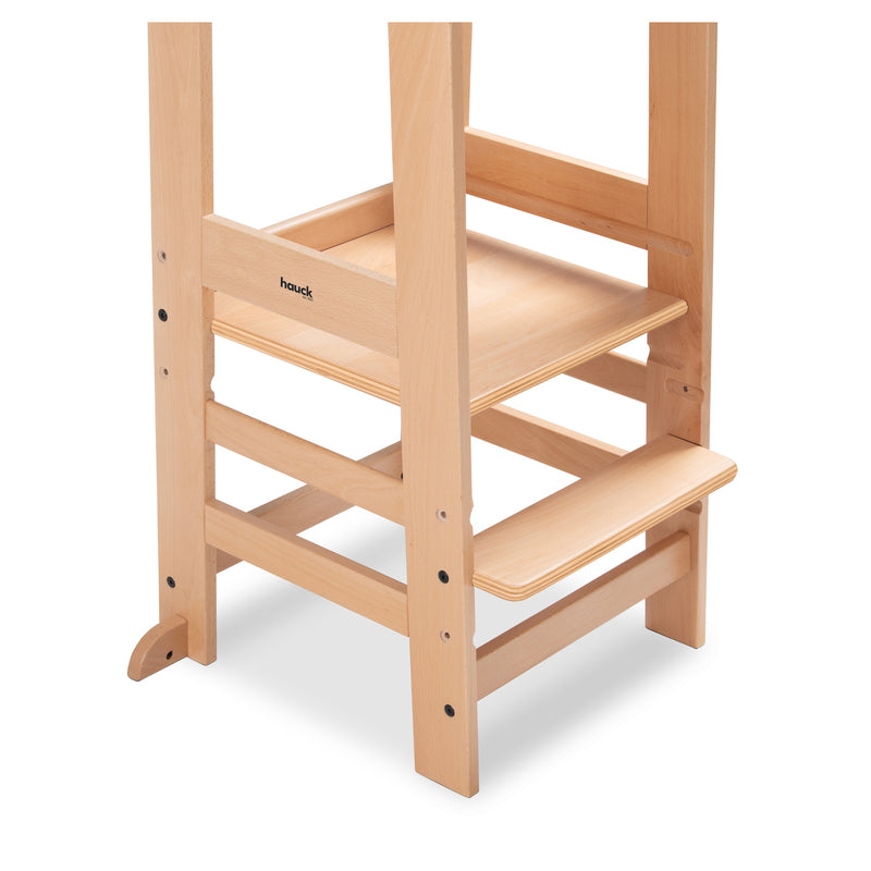 The adjustable platform of the Natural Hauck Learn N Explore Montessori Kitchen Helper & Learning Tower | Montessori Activities For Babies & Kids - Clair de Lune UK