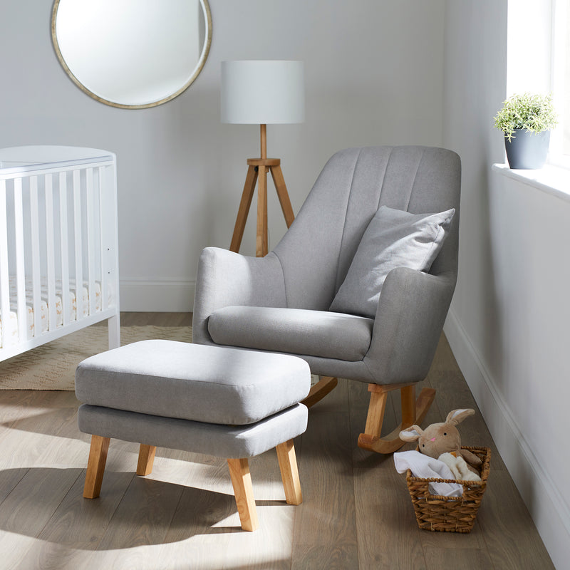 Pearl Grey Ickle Bubba Eden Deluxe Nursery Rocking Chair with stool | Nursing & Feeding Chairs | Nursery Furniture - Clair de Lune UK