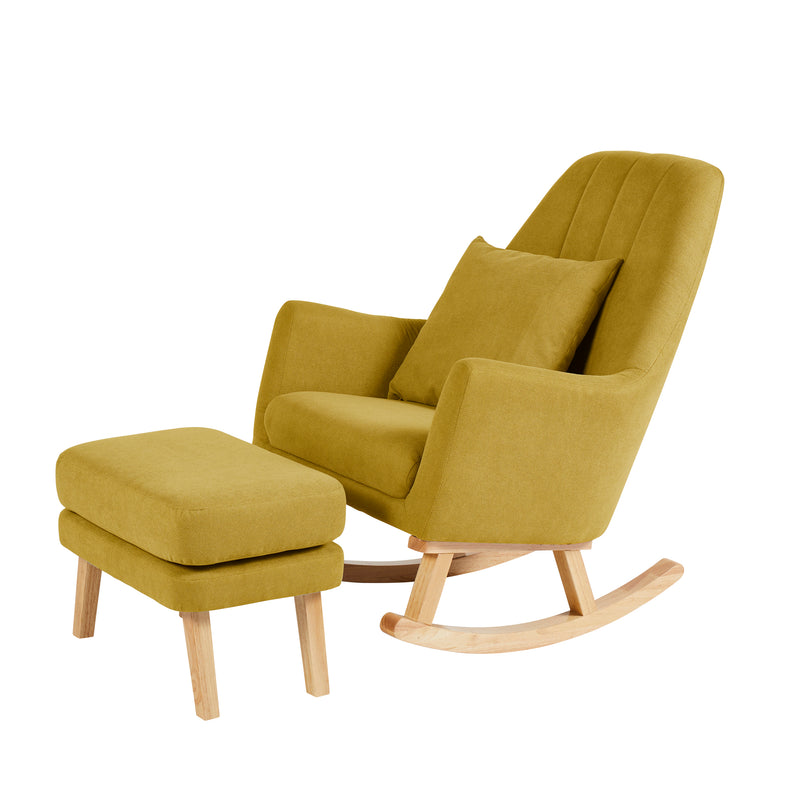 Ochre Ickle Bubba Eden Deluxe Nursery Rocking Chair with stool | Nursing & Feeding Chairs | Nursery Furniture - Clair de Lune UK