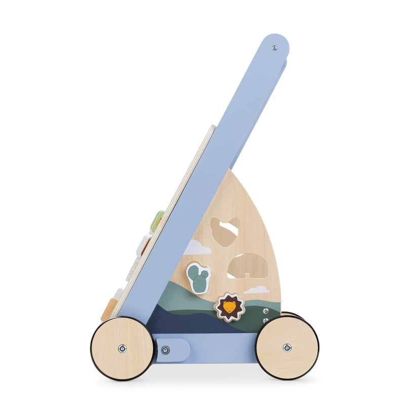The side of the Hauck Learn to Walk Montessori Baby Walker with toys | Baby Walkers and Ride On Toys | Montessori Activities For Babies & Kids | Toys | Baby Shower, Birthday & Christmas Gifts - Clair de Lune UK