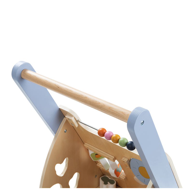 The wooden handle of the Hauck Learn to Walk Montessori Baby Walker | Baby Walkers and Ride On Toys | Montessori Activities For Babies & Kids | Toys | Baby Shower, Birthday & Christmas Gifts - Clair de Lune UK