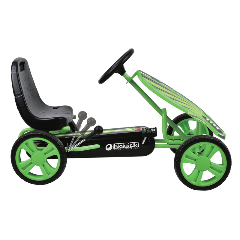 The adjustable pedals of the Green Hauck Speedster Go Kart | Wagons & Go Karts | Baby & Kid Travel - Clair de Lune UK