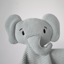close up of Organic knitted GrowGrows Elephant Animal Comforter - Clair de Lune UK