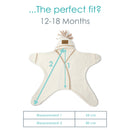 Diagram showing the measurements of the baby 12-18 months Star Wrap Blanket | Cosy Baby Blankets | Swaddle Blanket | Nursery Bedding - Clair de Lune UK