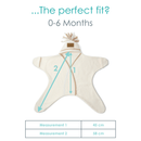 Diagram showing the measurements of the newborn 0-6 months Star Fleece Baby Wrap Blanket | Cosy Baby Blankets | Swaddle Blanket | Nursery Bedding - Clair de Lune UK