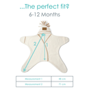 Diagram showing the measurements of the baby 6-12 months Star Wrap Blanket | Cosy Baby Blankets | Swaddle Blanket | Nursery Bedding - Clair de Lune UK