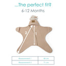 Diagram showing the measurements of the baby 6-12 months Star Wrap Blanket in Oatmeal | Cosy Baby Blankets | Swaddle Blanket | Nursery Bedding - Clair de Lune UK