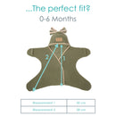 Diagram showing the measurements of the newborn 0-6 months Star Fleece Baby Wrap Blanket in Sage | Cosy Baby Blankets | Swaddle Blanket | Nursery Bedding - Clair de Lune UK