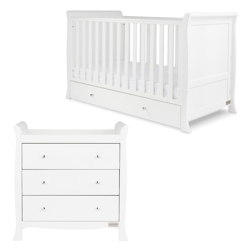 The two piece set including a cot bed and a changing unit of the Ickle Bubba Snowdon Classic Nursery Room Sets | Nursery Furniture Sets | Room Sets | Nursery Furniture - Clair de Lune UK