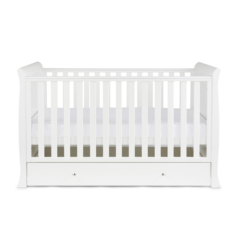 The cot bed of the Ickle Bubba Snowdon Classic Nursery Room Sets transformed as a cot | Nursery Furniture Sets | Room Sets | Nursery Furniture - Clair de Lune UK