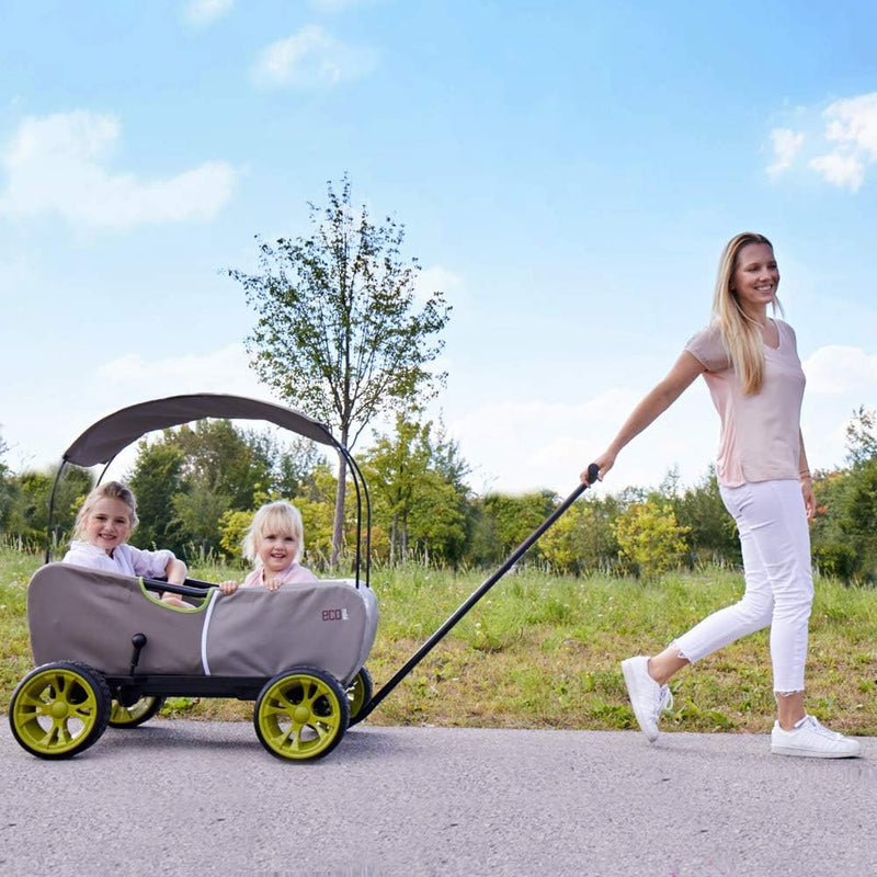Mum pulling her Hauck Eco Mobil Wagon | Wagons & Go Karts | Baby & Kid Travel - Clair de Lune UK