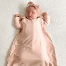 Baby Girl asleep wearing the Organic Grow Grows Pin Stripe Smart Sleeping Bag | Baby Sleeping Bags | Baby Bedding - Clair de Lune UK