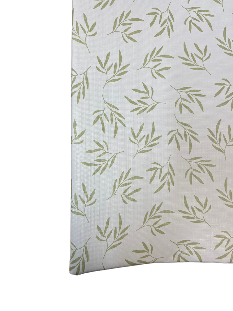 Leaf Anti-Roll Wedge Baby Changing Mat Close up of the stylish green leaf print | Baby Bath Time Essentials - Clair de Lune UK