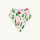 GrowGrows Alpine Adventures Bib with chalet, fir tree and skier print made from bamboo and organic cotton | Bamboo Babywear - Clair de Lune UK