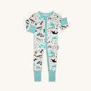Grow Grows Organic Arctic Animals Sleepsuit on a white background | Baby Grows and Onesies | Organic Baby Clothing - Clair de Lune UK