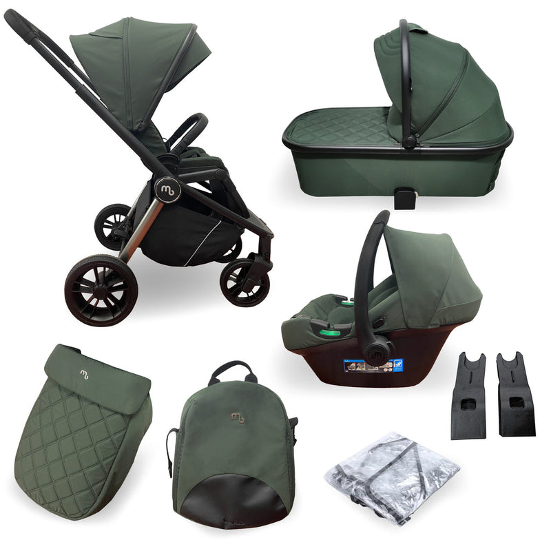 Forest Green My Babiie 3-in-1 Travel System with i-Size Car Seat | Pushchairs and Travel Systems | Baby & Kid Travel - Clair de Lune UK
