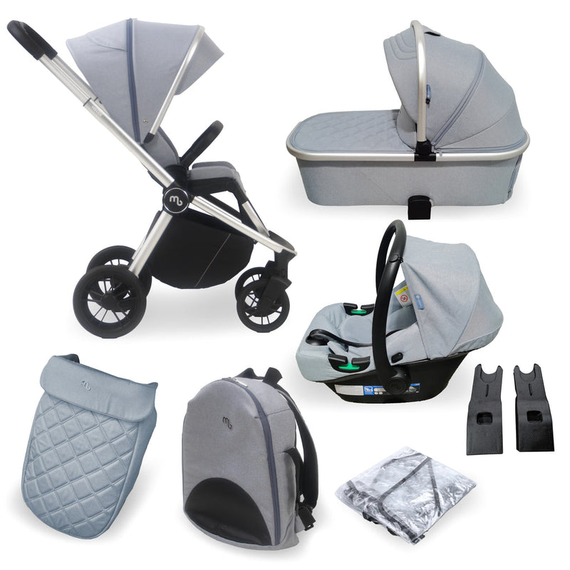 Steel Blue My Babiie 3-in-1 Travel System with i-Size Car Seat | Pushchairs and Travel Systems | Baby & Kid Travel - Clair de Lune UK