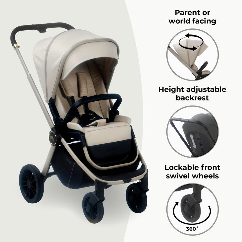 The safe Ivory My Babiie 3-in-1 Travel System with i-Size Car Seat | Pushchairs and Travel Systems | Baby & Kid Travel - Clair de Lune UK