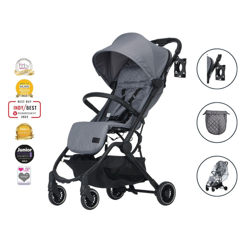 Didofy Grey New Aster 2 Ultra-Compact Pushchair & Travel System with the award-winning badge and what is included in the package | Strollers, Pushchairs & Prams | Pushchairs, Carrycots & Car Seats Baby | Travel Essentials - Clair de Lune UK