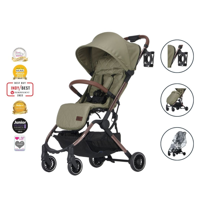 Didofy Green New Aster 2 Ultra-Compact Pushchair & Travel System with the award-winning badge and what is included in the package | Didofy | Pushchairs and Travel Systems | Baby & Kid Travel - Clair de Lune UK