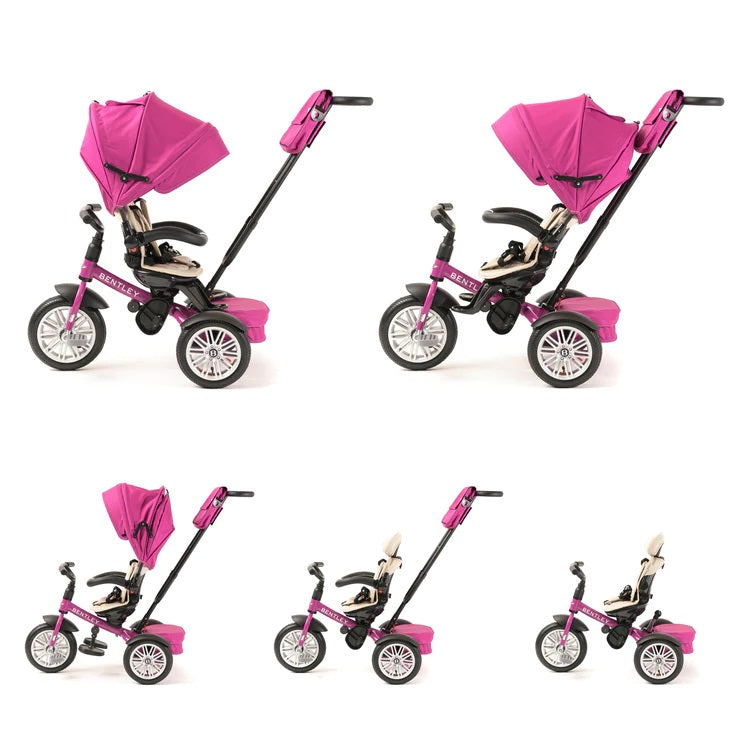 The six functions and stages of the Fuchsia Pink Bentley 6in1 Trike - Convertible Baby Stroller | Strollers, Pushchairs & Prams | Pushchairs, Carrycots & Car Seats Baby | Travel Essentials - Clair de Lune UK