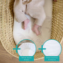 Natural Bamboo Palm Moses Basket Mattress (74 x 28 cm) Bundled with White Fitted Moses Sheets and mattress protector | Moses Basket Mattresses | Newborn Bedding - Clair de Lune UK