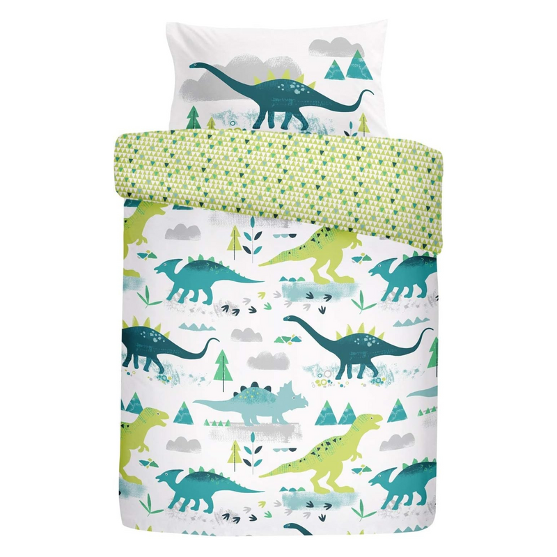 Bedlam Dino Reversible Glow in the Dark Junior Bed Duvet Cover and Pillowcase Set | Cot, Cot Bed & Toddler Bed Bedding | Bedding - Clair de Lune UK