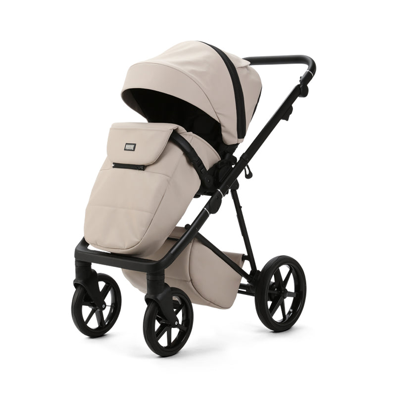 Beige Sahara Mee-go 2in1 Milano Evo Pushchair (With Carrycot) coming up with a matching cosy baby footmuff | Pushchairs and Travel Systems | Baby & Kid Travel - Clair de Lune UK
