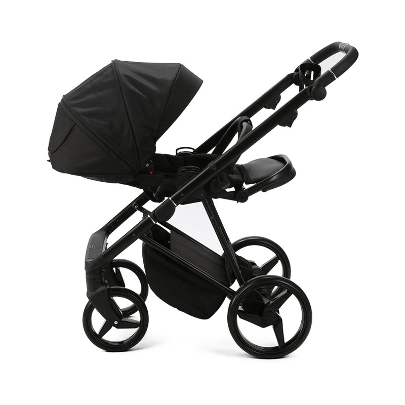 Black Mee-go 2in1 Milano Quantum Pushchair (With Carrycot) with the adjustable seat unit | Pushchairs and Travel Systems | Baby & Kid Travel - Clair de Lune UK