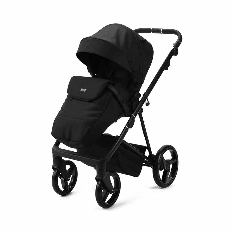 Black Mee-go 2in1 Milano Quantum Pushchair (With Carrycot) coming up with a matching cosy baby footmuff | Pushchairs and Travel Systems | Baby & Kid Travel - Clair de Lune UK