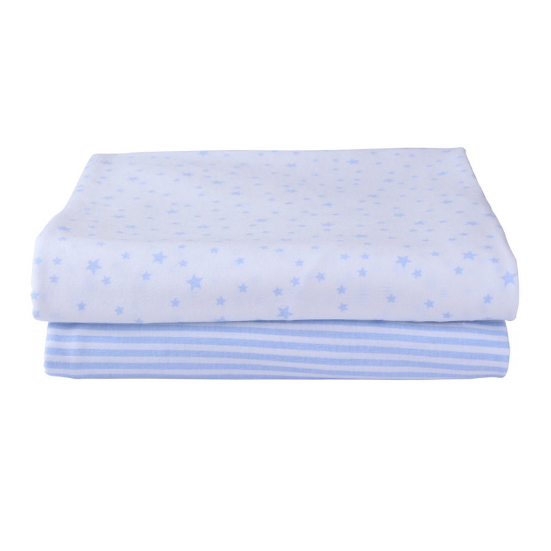 Stars & Stripes 2 Pack Fitted Moses Basket Sheets - 74 x 30 cm