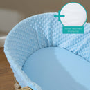 Blue 2 Pack Universal Cotton Moses Basket Sheets - 74 x 30 cm on a Moses basket mattress Bundled for a saving with the mattress protector | Soft Baby Sheets | Cot, Cot Bed, Pram, Crib & Moses Basket Bedding - Clair de Lune UK