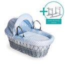 Blue Dimple Grey Wicker Moses Basket Bundled with the Standard Grey Rocking Stand | Moses Baby Baskets, Bassinets & Co-sleepers | Nursery Furniture - Clair de Lune UK