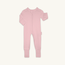 Blush Grow Grows Organic Ribbed Baby Sleepsuit on white background | Baby Sleep Wear | Children's pyjamas - Clair de Lune UK