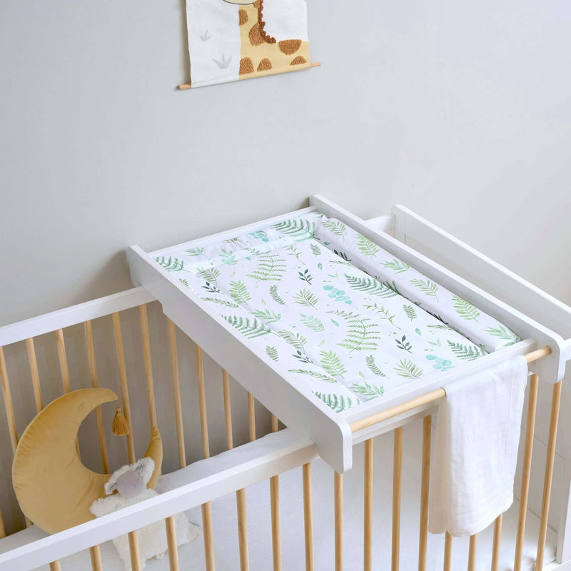 East Coast Botanical Changing Mat on Cot Top Changer with Essentials Cot Bed | Baby Bathing & Changing Essentials - Clair de Lune UK