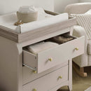 Close up of the Clara Changing Unit, part of the Cashmere CuddleCo Clara 3 Piece Nursery Furniture Set in a cosy neutral nursery | Nursery Furniture | Cot Bed - Clair de Lune UK