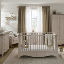 Cashmere CuddleCo Clara 3 Piece Nursery Furniture Set in a cosy neutral nursery | Nursery Furniture | Cot Bed - Clair de Lune UK