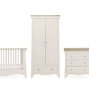 Cashmere CuddleCo Clara 3 Piece Nursery Furniture Set of Cot Bed, Wardrobe and Changer on white background | Nursery Furniture | Cot Bed - Clair de Lune UK