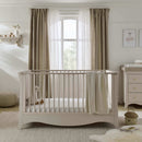 Cashmere CuddleCo Clara 3 Piece Nursery Furniture Set in a cosy neutral nursery with a focus on the Cot Bed and Changer | Nursery Furniture | Cot Bed - Clair de Lune UK