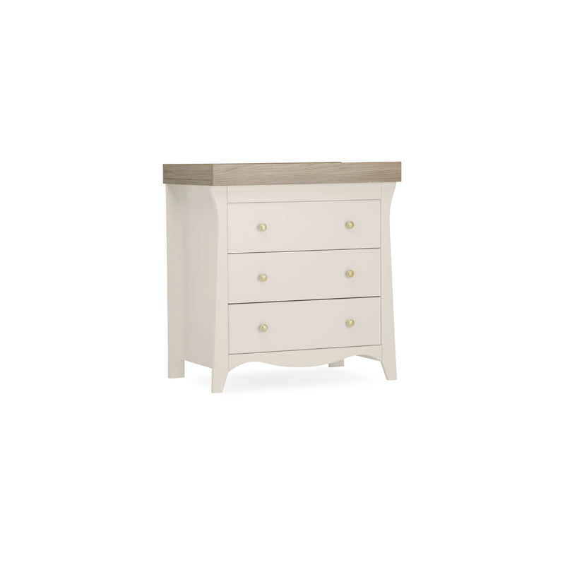 The side of Cashmere CuddleCo Clara 3 Drawer Dresser & Changer | Baby Bath & Changing Units | Baby Bath Time - Clair de Lune UK